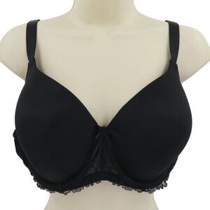 Dreamfit 42C Bra Solid Black Bow Lace Trim Underwire Lined R7052X Plus Size